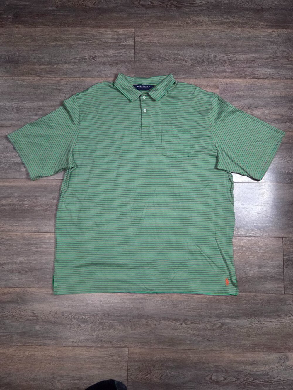 Polo Golf Short Sleeve Tee Men's XL Green Striped Pima Cotton Corner Insignia